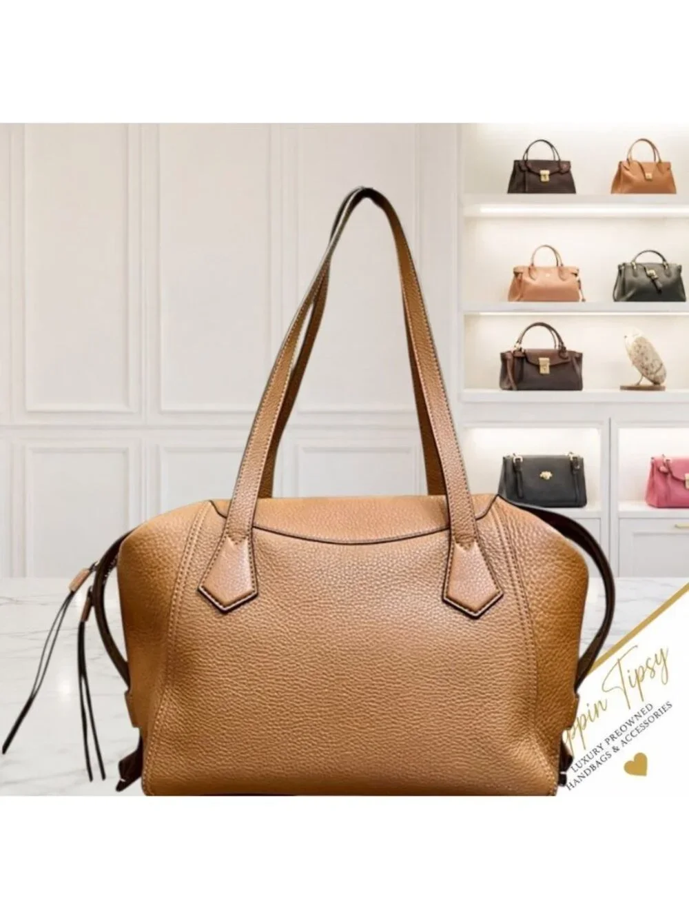 AUTHENTIC TORY BURCH CAMEL BROWN PERRY SATCHEL HANDBAG